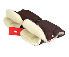 BABYLUX MUFF Handmuff PLÜSCH/WOLLE Handwärmer für Kinderwagen Buggy Handschuh 2 Stück (15. Braun + Lammwolle)