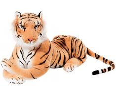 BRUBAKER Tiger braun 75 cm liegend Stofftier Plüschtier