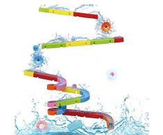 Nuheby Badespielzeug Badewannenspielzeug BAU-Puzzle Autorennbahn 38 Stück Spielzeug Badespaß Wasserspielzeug Für Kinder Ab 3 4 5 Jahre Junge Mädchen
