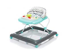 Fillikid Gehfrei Lauflernwagen Exclusiv | Lauflernhilfe mit Spielbrett & Anti-Rutsch-Funktion | Lauflernwagen 3 fach höhenverstellbar | Baby Walker mit waschbaren Einhang, Design:grau zick-zack