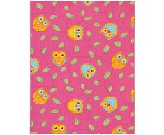 BilligerLuxus Teppich Eulen Kinderteppich Happy Owls Spielteppich 133x170 cm pink