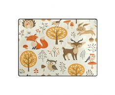Use7 Herbstwald Fuchs Hirsch Eule Pilz Teppich Teppich Teppich f¨¹r Wohnzimmer Schlafzimmer, Textil, Mehrfarbig, 203cm x 147.3cm(7 x 5 feet)