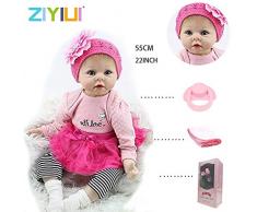 ZIYIUI 22 Realistische Reborn Baby Puppe Kind Handgemachtes Mädchen Weiche Silikon Vinyl Kleinkind Magnetisch Mund