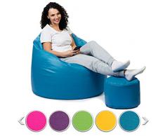 sunnypillow Premium XL Sitzsack mit Hocker Outdoor & Indoor mit 160L Styropor Füllung Sessel für Kinder & Erwachsene Sitzkissen Sofa Beanbag viele Farben zur Auswahl Blau