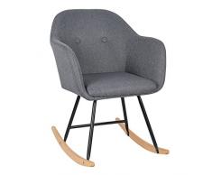 WOLTU® Schaukelstuhl SKS04dgr Relaxstuhl Sessel Schaukelsessel Schwingsessel Leinen Stahl Holz Dunkelgrau