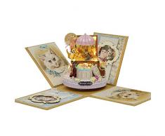 CaoQuanBaiHuoDian Kinder Bausteine ​​ Holz-Handmade Dollhouse-Mini DIY Kit Holz-Puppenhaus mit Möbeln Teile Möbel XMas Geschenk Lernspielzeug (Farbe : Multi-Colored, Size : 8.9 * 8.9 * 10.6cm)