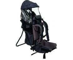 Fillikid Babytrage Rückentrage Exclusiv | Rücken Babytrage mit Sonnenschutz & großen Staufächern | Kraxe zum Wandern mit Baby und Kleinkind | Tragesitz bis 20 kg, Design:grau