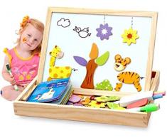 Magnetisches Puzzle Holz Tier Reise Staffelei Dry Erase Tafel Spielzeug für Kinder Phantasie