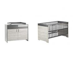 Schardt 10 950 23 00 Sparset Clou, Kombi-Kinderbett und Wickelkommode mit Wickelaufsatz, 70 x 140 cm, grau