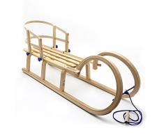 Holzfee Hörnerschlitten Colint Baran 110 RL Hörnerrodel mit Zugleine + Lehne Schlitten-Set