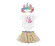 WENTS Kleid für Puppen 3PCS Puppenbekleidung Einhorn Bekleidungs und Zubehörset für 18 Zoll Americal Girl Dolls Traumkleid Bekleidung Sommerkleid Puppenkleider Puppenkleidung Set