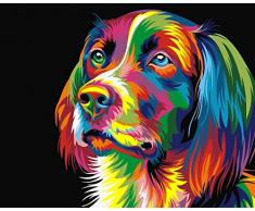 Fuumuui DIY Malen Nach Zahlen-Vorgedruckt Leinwand-Ölgemälde Geschenk für Erwachsene Kinder Kits Home Haus Dekor - Bunter Hund 40*50 cm