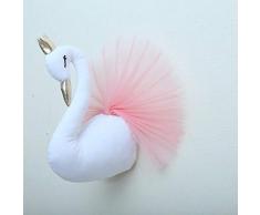 niawmwdt 3D Fee Schwan Kopf Wandhalterung Prinzessin Rosa Schwan Puppen Kuscheltier Kopf Wandbehang Dekor Weiches Spielzeug Für Kinder Kinderzimmer, Rosa Schwan