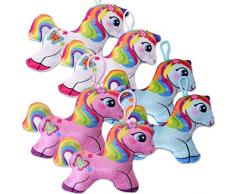 TE-Trend 6 Stück Plüsch Einhorn Regenbogen Plüschanhänger Geburtstag Deko Mitgebsel 125mm Taschen Anhänger Party Set