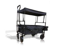 Oskar Bollerwagen Faltbarer Strandwagen Handwagen Transport Wagen Karre faltbar Dach (Anthrazit)