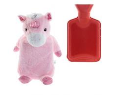Wärmflasche mit Bezug Einhorn 1L Bettflasche Unicorn Wärmeflasche Kuschel Einhorn