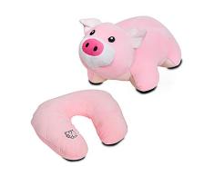 Missley 2 in 1 Schwein Hals Kissen Weich U-Form Kissen Veränderbar Tier Polster Lustig Plüschtier Geschenke zum Kinder Liebhaber (Schwein)
