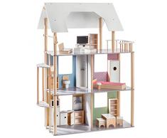 Howa Puppenhaus für Ankleidepuppen bis 30 cm incl. 19 TLG. Möbelset aus Holz 70103