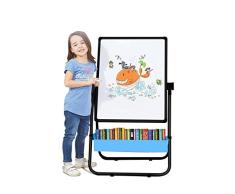 Arkmiido Kinder Staffelei Doppelseitiges Staffelei für Kinder Whiteboard & Tafel Kindertafel mit Verstellbaren Ständer & Drehen 360 Grad & Bonus Magnetische Buchstaben und Zahlen
