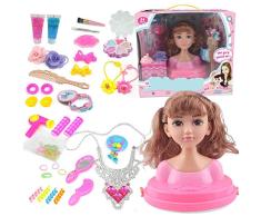 Rubyu Super Model Styling Head, Schminkkopf, Frisierkopf, Blonde Haare, Princess Hair Styling Head Puppenset mit Beauty und Modeaccessoires für Mädchen