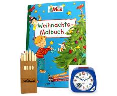 Kinderwecker Jungen ohne Ticken Blau + Malbuch Weihnachten -1936-5 BUBS