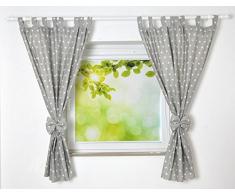 BABYLUX Kinderzimmer VORHANGE mit Schlaufen Kinder und Baby Gardinen (91. Sterne Grau)