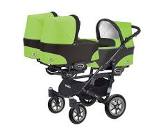 Kinderwagen für Drillinge 3 Gondeln 3 Sportsitze Trippy Kinderwagen 2in1 schwarzer Rahmen (schwarz grün 06)
