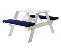 Ambientehome Kinder Picknickbank Garnitur Spielbank Spieltisch Bank VISBY, Weiß