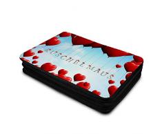 Schul-Etui mit Namen Kuschelmaus - MotivHerzballons - Federmappe, Stiftebox, Schüleretui, Etui, Schulbeginn