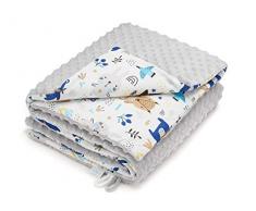 EliMeli Minky Babydecke Kuscheldecke Krabbeldecke | super weichem Minky Dots Polar Fleece | Baumwolle | Füllung | 75x100 hoch Qualität (Grau - Waldtiere)