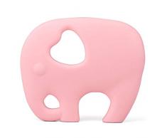 PREMYO Elefant Beißring für Babys Kühlend - Zahnungshilfe aus Silikon BPA Frei Weich - Lindert Schmerzen beim Zahnen - Rosa