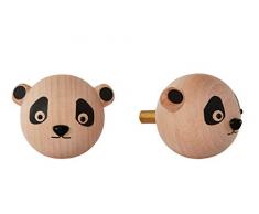 OYOY Mini - Wandhaken aus Holz Panda - Garderobenhaken Garderobe für Kinder / Kinderzimmer - 4,5 x 6 x 4,5cm