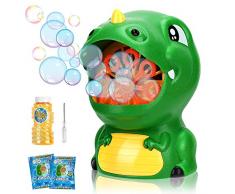 Gifort Seifenblasenmaschine für Kinder, automatisches seifenblasen Maschinen mit Seifenlösung für die Outdoor Indoor Geschenk Spiele (Dinosaurier)
