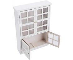Zerodis 1:12 Puppenhaus Holz DREI Schichten Vitrine Puppenhäuser Miniatur Szene Requisiten Glas Bücherregal Mini Möbel Dekor Zubehör für Kinder Pretend Play Spielzeug Geschenk