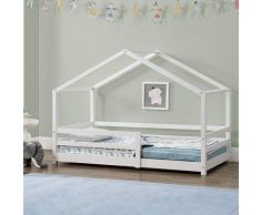 Kinderbett mit Rausfallschutz 70x140 cm Bettenhaus Hausbett Weiß