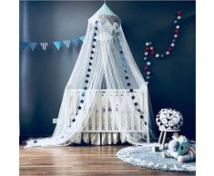 Baby Moskitonetz Betthimmel mit Sternen Wimpel Niedliche Hängezelte Netting Vorhänge Dekoration für Kinder Kinderzimmer Prinzessin Babybett, Blau