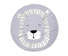 Baumwolle Krabbeldecke groß und weich gepolstert 90 x 90cm für Baby Kinder (Löwe)