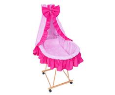 Amilian® 9tlg Textile Ausstattung für STUBENWAGEN Bollerwagen Himmel Matratze Baby Bettwäsche Herzen Rosa