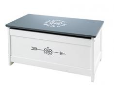 roba Spielzeug-Truhe Rock Star Baby, Sitz-& Aufbewahrungs-Truhe fürs Kinderzimmer, Truhenbank weiß/anthrazit, mit Bedruckung