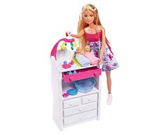 Simba 105733333 - Steffi Love Welcome Twins / schwangere Puppe / mit Zwillingen / mit Wickeltisch und Badewanne / Zubehör / Ankleidepuppe / 29cm, für Kinder ab 3 Jahren