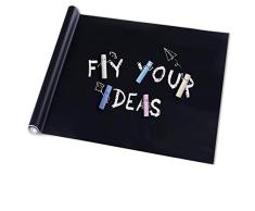 Tafelfolie Selbstklebende Folie 44.5 x 200 cm, Kreidetafel Tafel Aufkleber Blackboard Sticker Wandfolie für Kühlschrank Kleiderschrank Kinder Schul Weihnachten Folie mit 5 Kreiden DIY Grob Schwarz