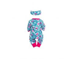 JBNS Baby Doll Zipper Kleidung Madagaskar Rosy Periwinkle Muster-Baby-Puppe Mit Langen Ärmeln Outfits Jumpsuits Mit Stirnband-Multi-funktions-Puppen-zubehör Für Kinder