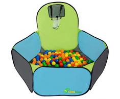 LittleTom Basketball Bällebad 120x100cm - Kinder Bälle-Pool Baby Bällchenbad Blau
