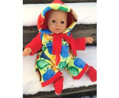 Puppenkleidung handmade Schneeanzug Skianzug Overall + Schal + Schuhe für Baby Puppen Gr. 46-48 cm