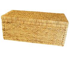 Artra Design Geflecht Truhe mit Klappdeckel 80 cm, Natur atmungsaktiv Aufbewahrungsbox mit Deckel Aufbewahrungskiste Aufbewahrungstruhe Wäschetruhe