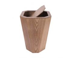 FHKBK Holz Mülleimer Rechteck Papierkorb Müll Rechteck Edelstahl Mülleimer Papierkörbe Tretauto 6.5Gallon Shake (Color : Light Brown)