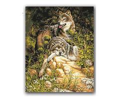Wald Abstrakt Tier Wolf Acryl Malen Nach Zahlen Ausmalbilder Zahlen Auf Leinwand Hoom Wohnzimmer Dekor 40X50Cm Weihnachten