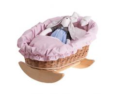 Ein Schaukelbett, eine Schaukelwiege, ein Schaukellaufgitter aus Weide für Puppen