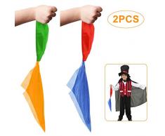 SNAGAROG 2 Pack Magie Schals Zauberrequisiten Taschentuch Farbwechsel Seiden Zaubertricks Zubehör Requisiten für Magier Anfänger Party zeigt Street Magic Liefert