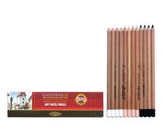 Pastellstifte 12er Hautfarben + Weiss + Schwarz Pastellkreide Stifte Set für Künstler von KOH-I-NOOR - exclusiv farbig sortierte Pastell Farbstifte Zeichenstifte